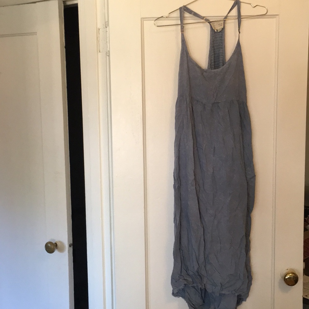 Light blue midi dress.